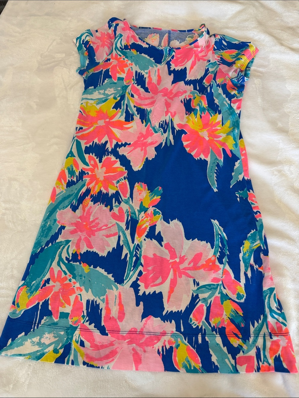 Lilly Pulitzer Floral Navy & Pink Cotton Marlow shift Dress